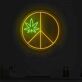 Cannabis Leaf Peace Sign LED Neon Sign