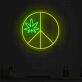 Cannabis Leaf Peace Sign LED Neon Sign