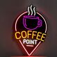 Custom Coffee Point Black Backboard LED Neon Sign
