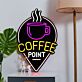 Custom Coffee Point Black Backboard LED Neon Sign