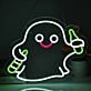 Cute Ghost Holding Drinks LED Neon Sign