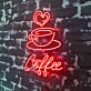 Coffee Cup with Heart Steam and Coffee Text LED Neon Sign