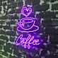 Coffee Cup with Heart Steam and Coffee Text LED Neon Sign