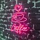 Coffee Cup with Heart Steam and Coffee Text LED Neon Sign