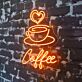 Coffee Cup with Heart Steam and Coffee Text LED Neon Sign