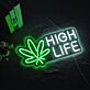 High Life Cannabis Leaf LED Neon Sign