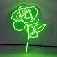 Detailed Rose Blossom with Leaves LED Neon Sign