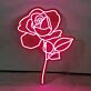 Detailed Rose Blossom with Leaves LED Neon Sign