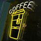 Coffee Takeaway Cup with COFFEE Text LED Neon Sign