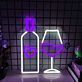Bottle and Wine Glass with Hearts LED Neon Sign