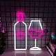 Bottle and Wine Glass with Hearts LED Neon Sign