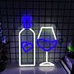 Bottle and Wine Glass with Hearts LED Neon Sign