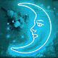 Crescent Moon Face LED Neon Sign