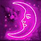 Crescent Moon Face LED Neon Sign