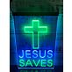 Jesus Saves Cross LED Hanging Sign