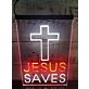Jesus Saves Cross LED Hanging Sign
