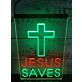 Jesus Saves Cross LED Hanging Sign