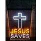 Jesus Saves Cross LED Hanging Sign