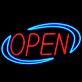 Red OPEN with Blue Oval LED Neon Sign for Bars