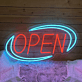 Red OPEN with Blue Oval LED Neon Sign for Bars