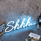 Shhh Blue Neon Sign for Quiet and Relaxation Spaces