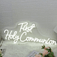 First Holy Communion White Neon Sign for Religious and Spiritual Spaces