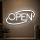 OPEN Speech Bubble White LED Neon Sign