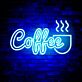 Blue Coffee Cup with Steam LED Neon Sign
