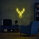Deer Head with Antlers Yellow LED Neon Sign