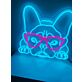 French Bulldog with Pink Glasses LED Neon Sign