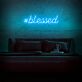 #Blessed Blue Script LED Neon Sign