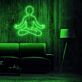 Meditating Person Outline LED Neon Sign for Yoga Rooms