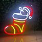 Christmas Stocking with Santa Hat LED Neon Sign