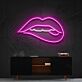 Pink Lip Bite with White Detail LED Neon Sign