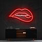 Pink Lip Bite with White Detail LED Neon Sign