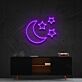 Crescent Moon and Three Stars LED Neon Sign