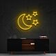 Crescent Moon and Three Stars LED Neon Sign