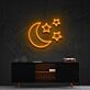 Crescent Moon and Three Stars LED Neon Sign