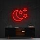 Crescent Moon and Three Stars LED Neon Sign