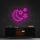 Crescent Moon and Three Stars LED Neon Sign