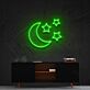 Crescent Moon and Three Stars LED Neon Sign