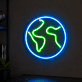 Earth Globe Outline LED Neon Sign for Space-Themed Rooms