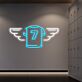 Winged Number 7 Jersey LED Neon Sign