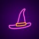 Witch Hat with Orange Buckle LED Neon Sign