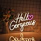 Hello Gorgeous with Heart LED Neon Sign