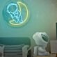 Astronaut Sitting on Crescent Moon LED Neon Sign