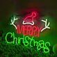 Santa Hat and Merry Christmas Neon Sign Holiday Cheer