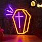 Halloween Coffin with Cross LED Neon Sign