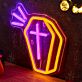 Halloween Coffin with Cross LED Neon Sign