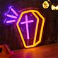 Halloween Coffin with Cross LED Neon Sign